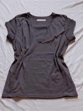 Free People Charcoal Scoop Neck Short Sleeve Tee